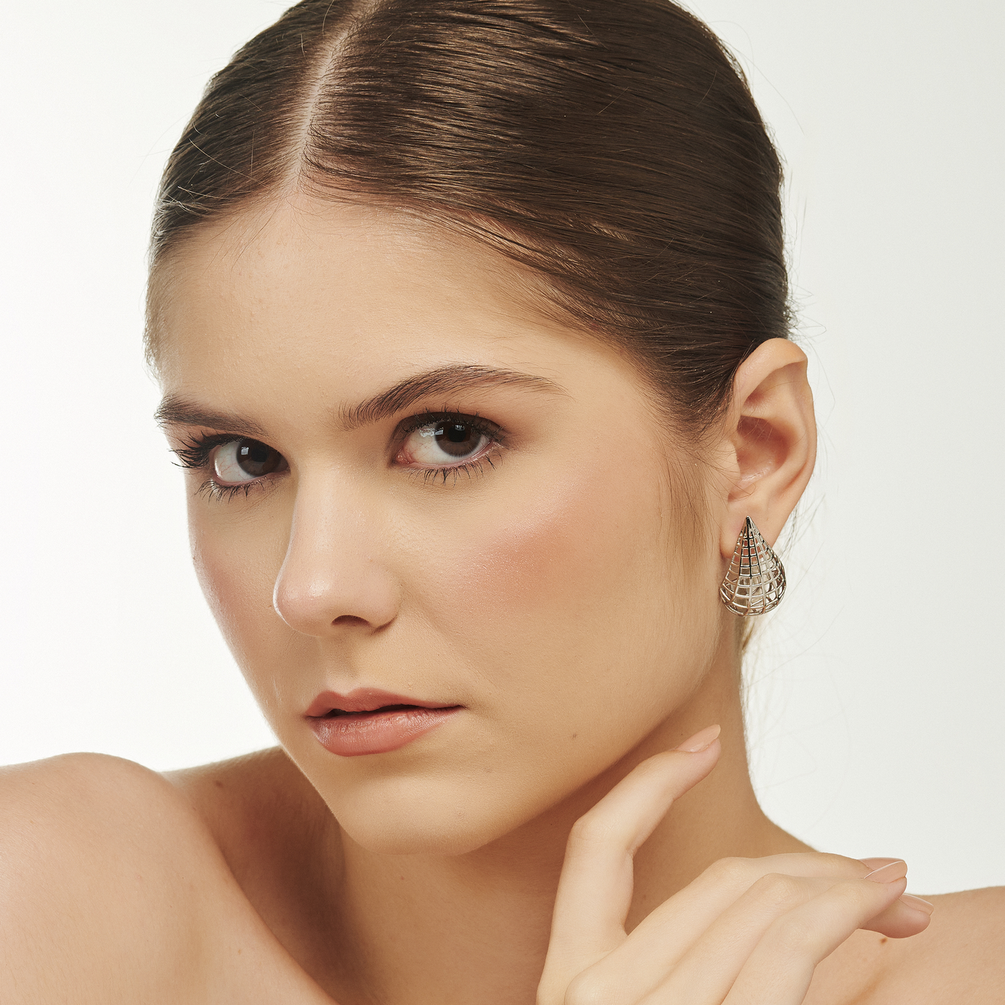 Brinco Gota Geométrica Prata