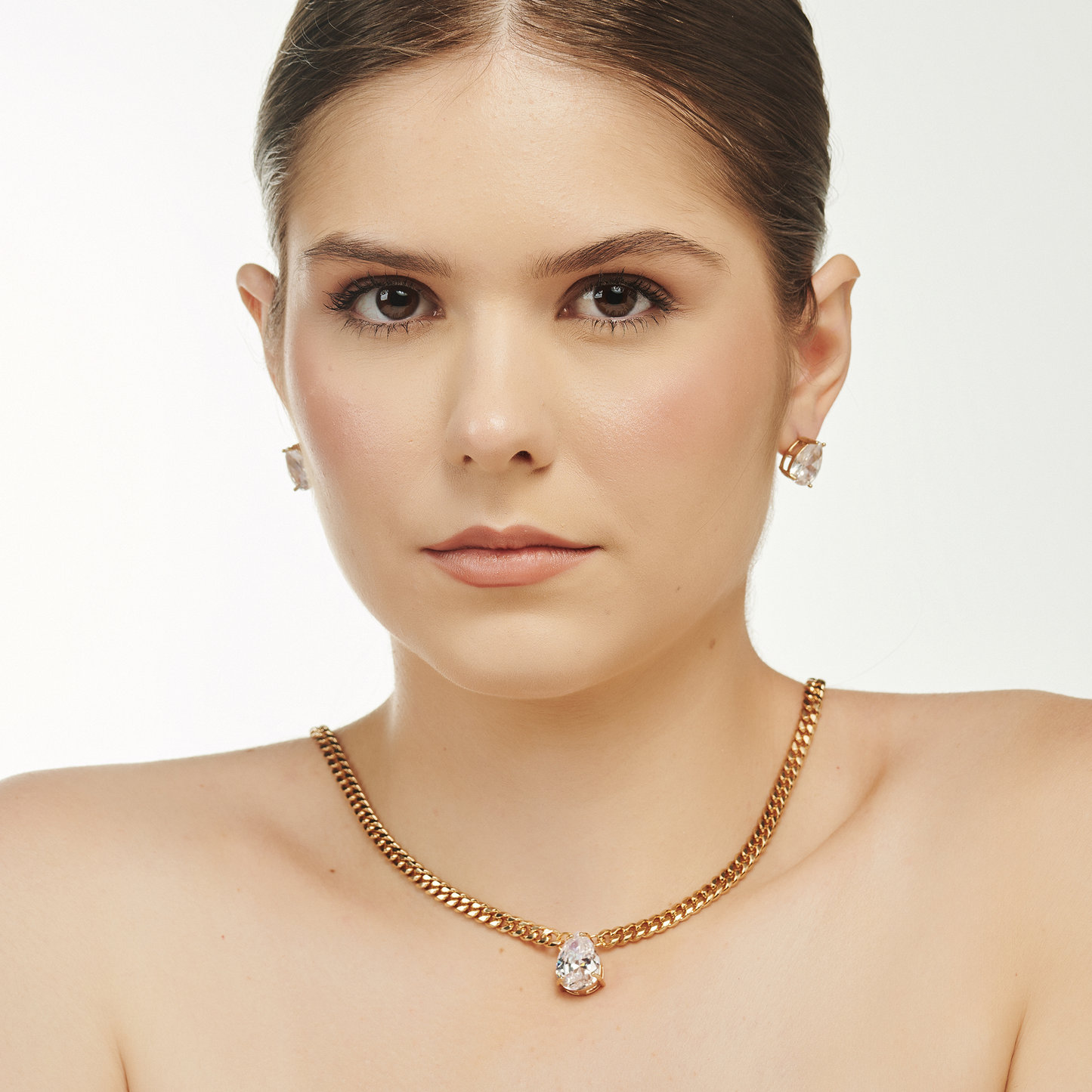 Conjunto Gota Dourada Transparente