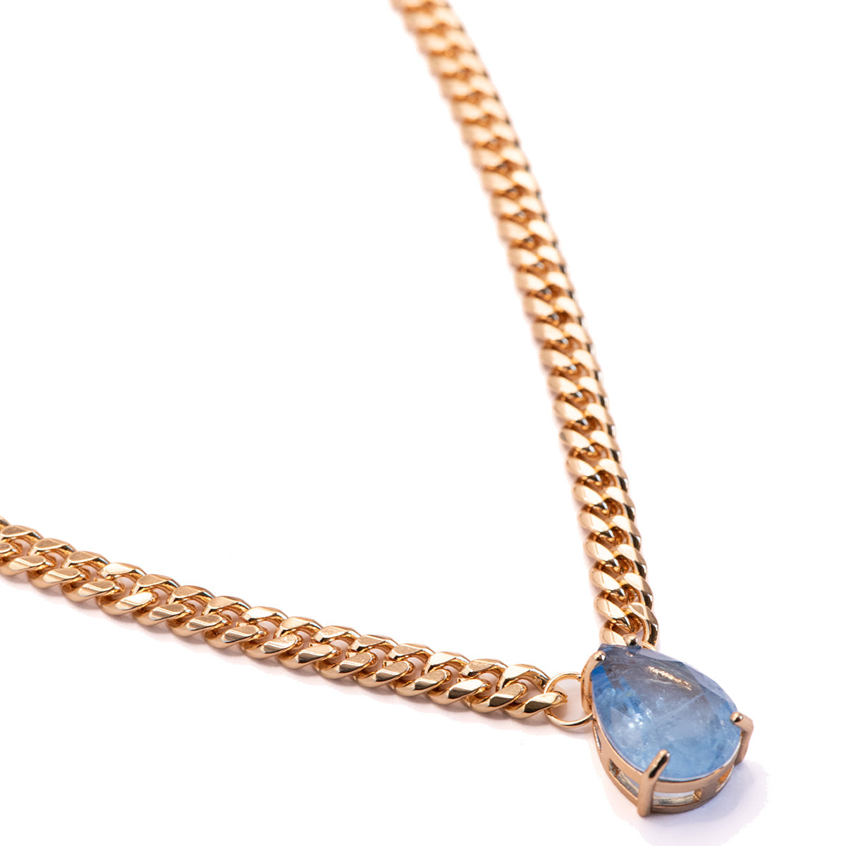 Colar Gota Dourada Azul