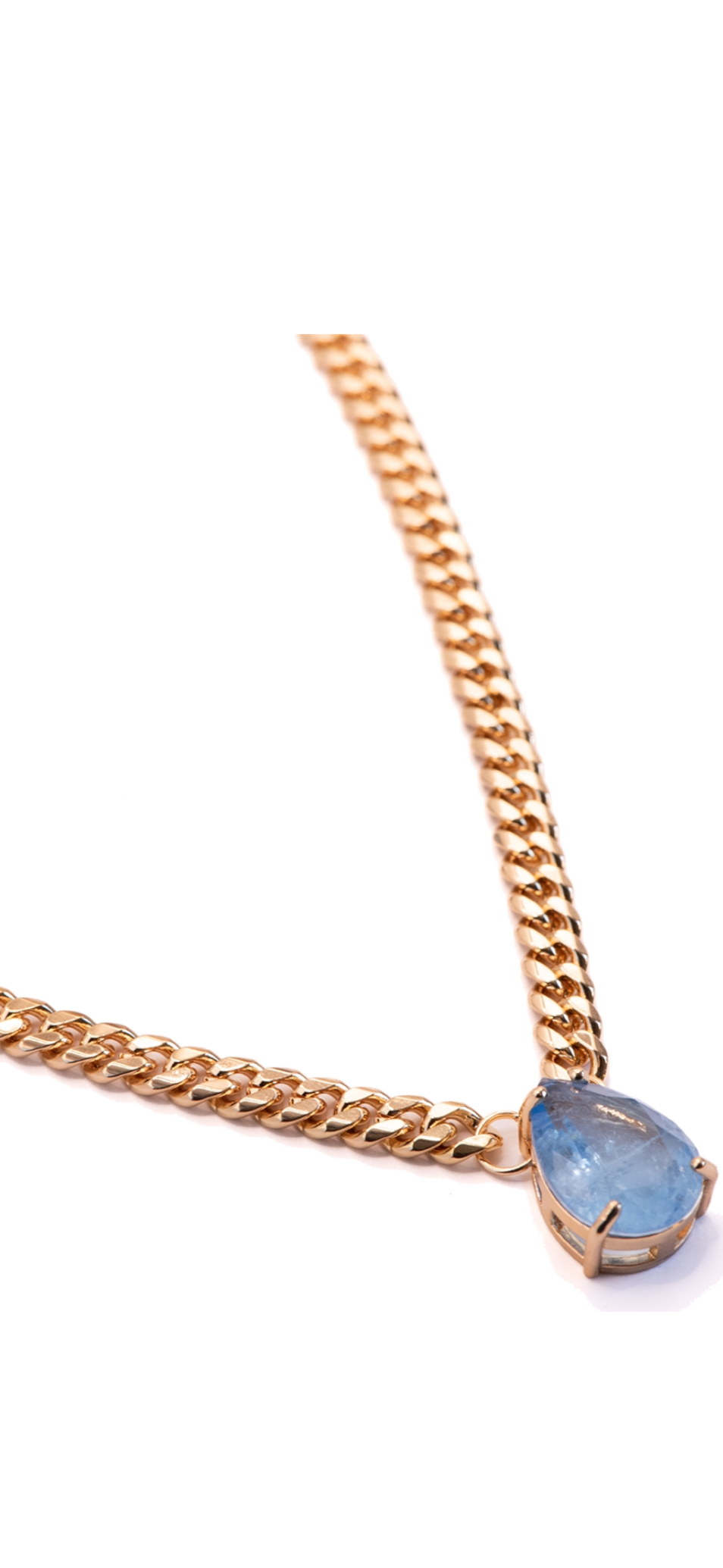 Colar Gota Dourada Azul