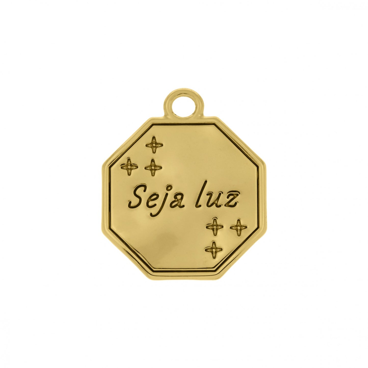 Pingente Medalha Seja Luz Dourada