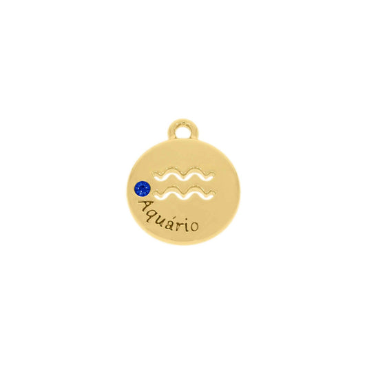 Pingente Signo Aquário Dourado