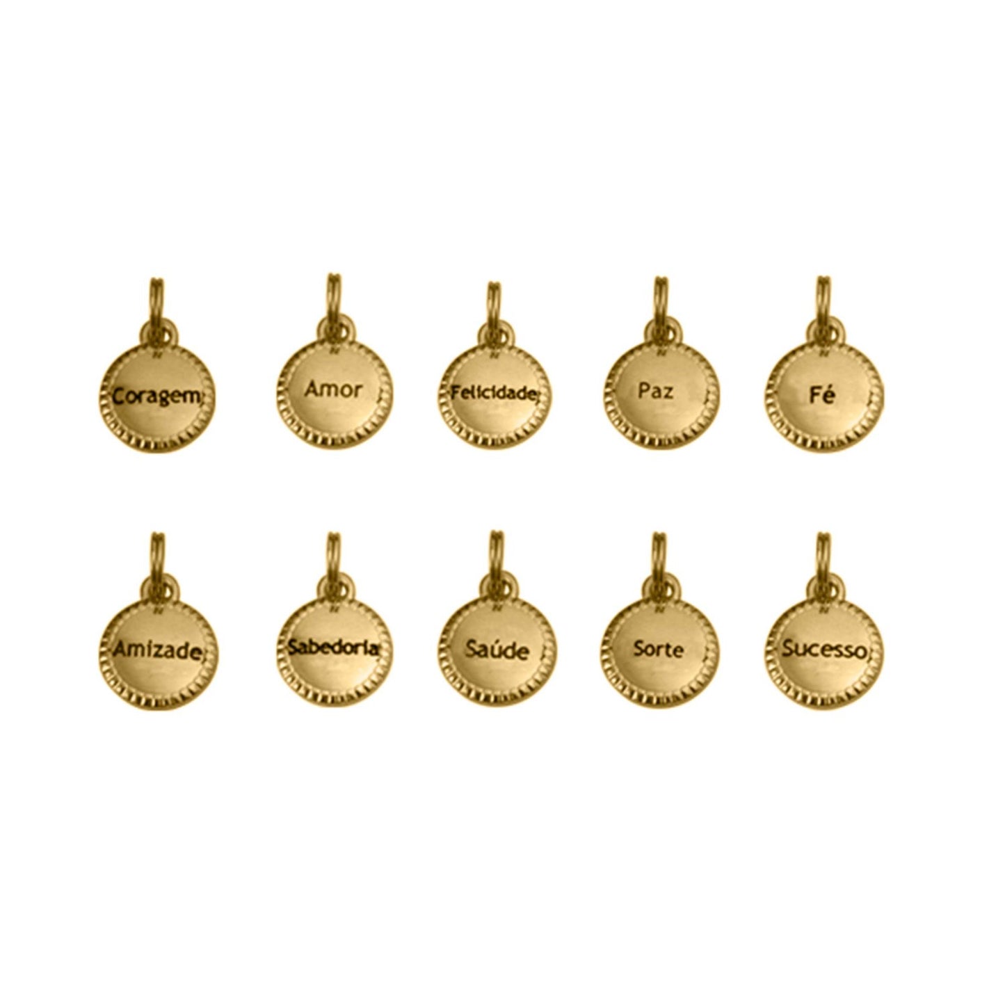 Conjunto Pingentes da Sorte Dourado