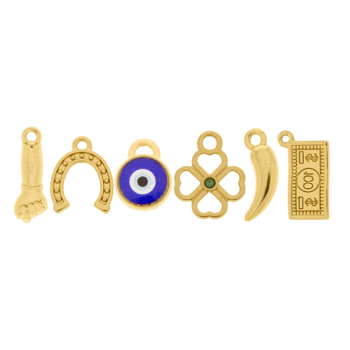 Conjunto Pingentes da Sorte dourado