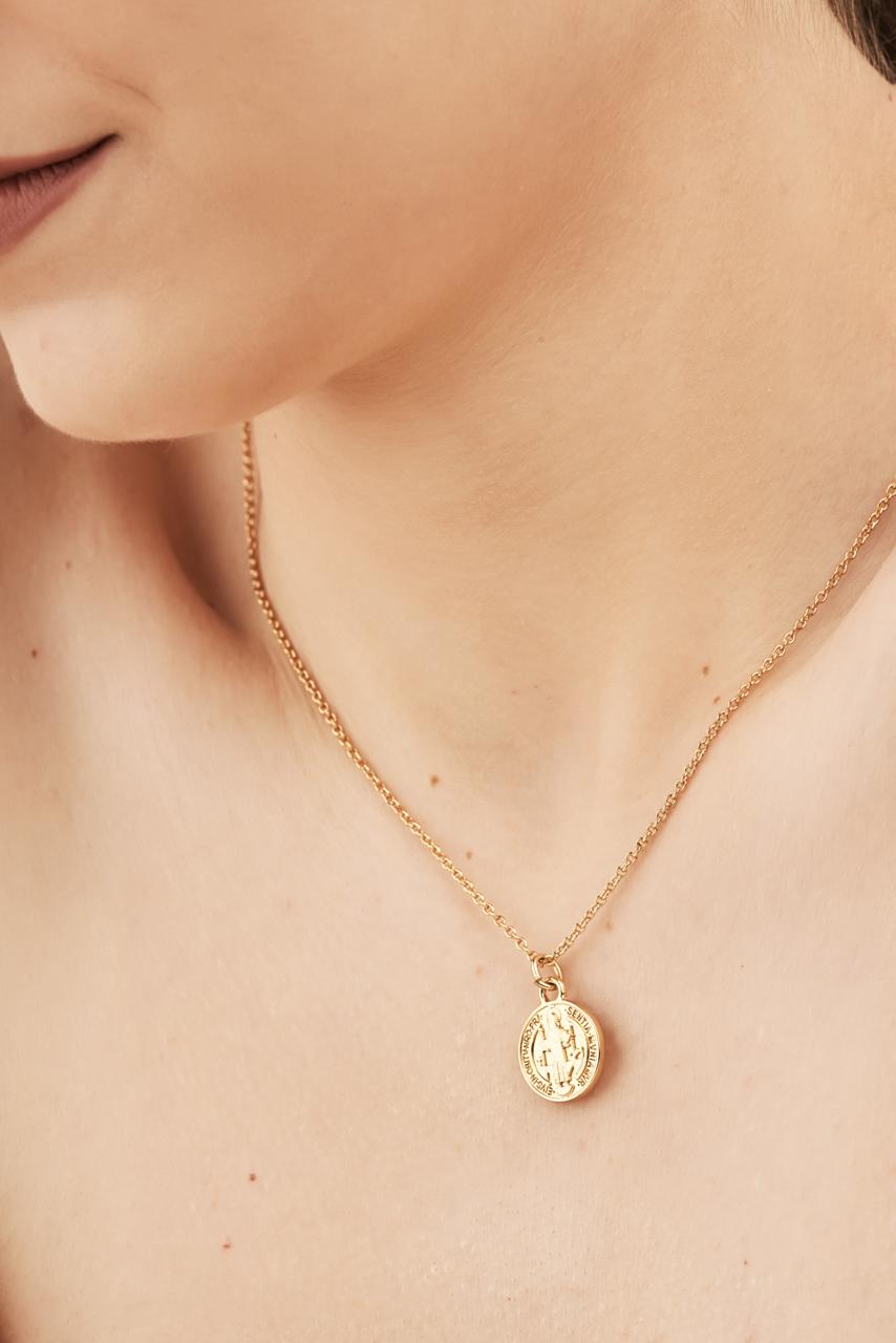 Pingente Medalha São Bento Dourada