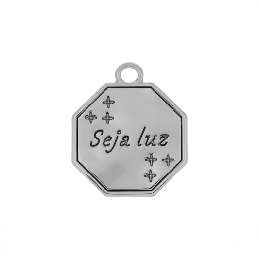 Pingente Medalha Seja Luz Prata