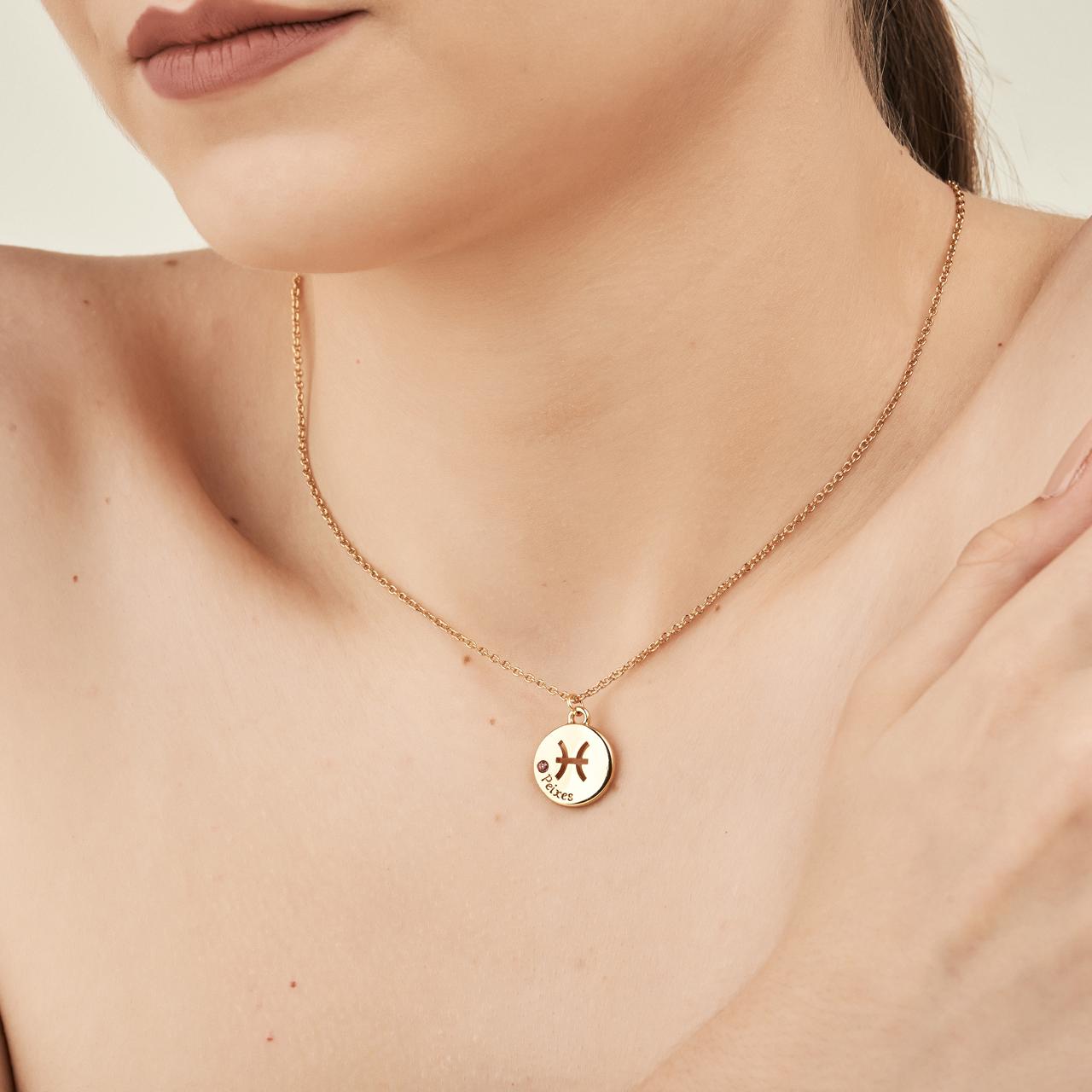Pingente Signo Peixes Dourado