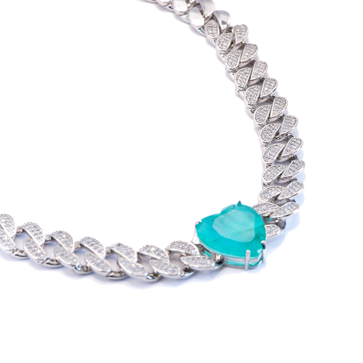 Colar Coração Valente Prata Verde