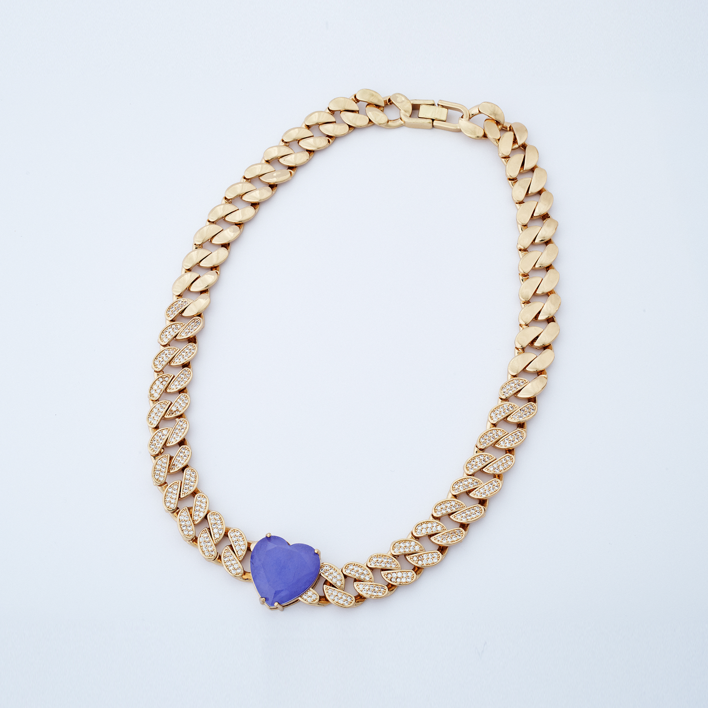 Colar Coração Valente Dourado Lilás