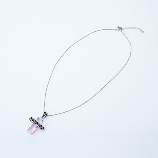 Colar Horizonte Prata Rosa