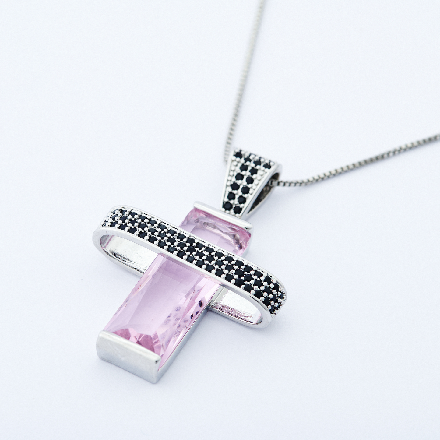 Colar Horizonte Prata Rosa