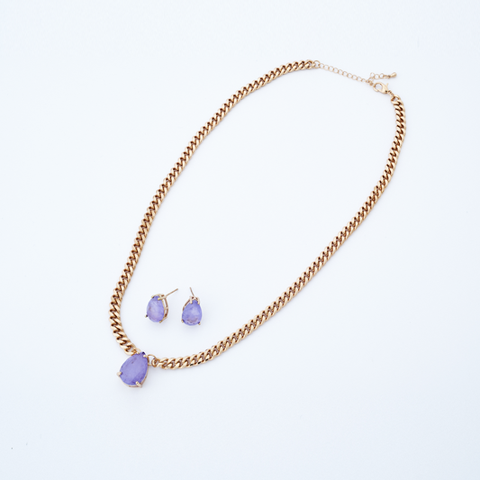 Conjunto Gota Dourada Lilás