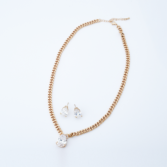 Conjunto Gota Dourada Transparente