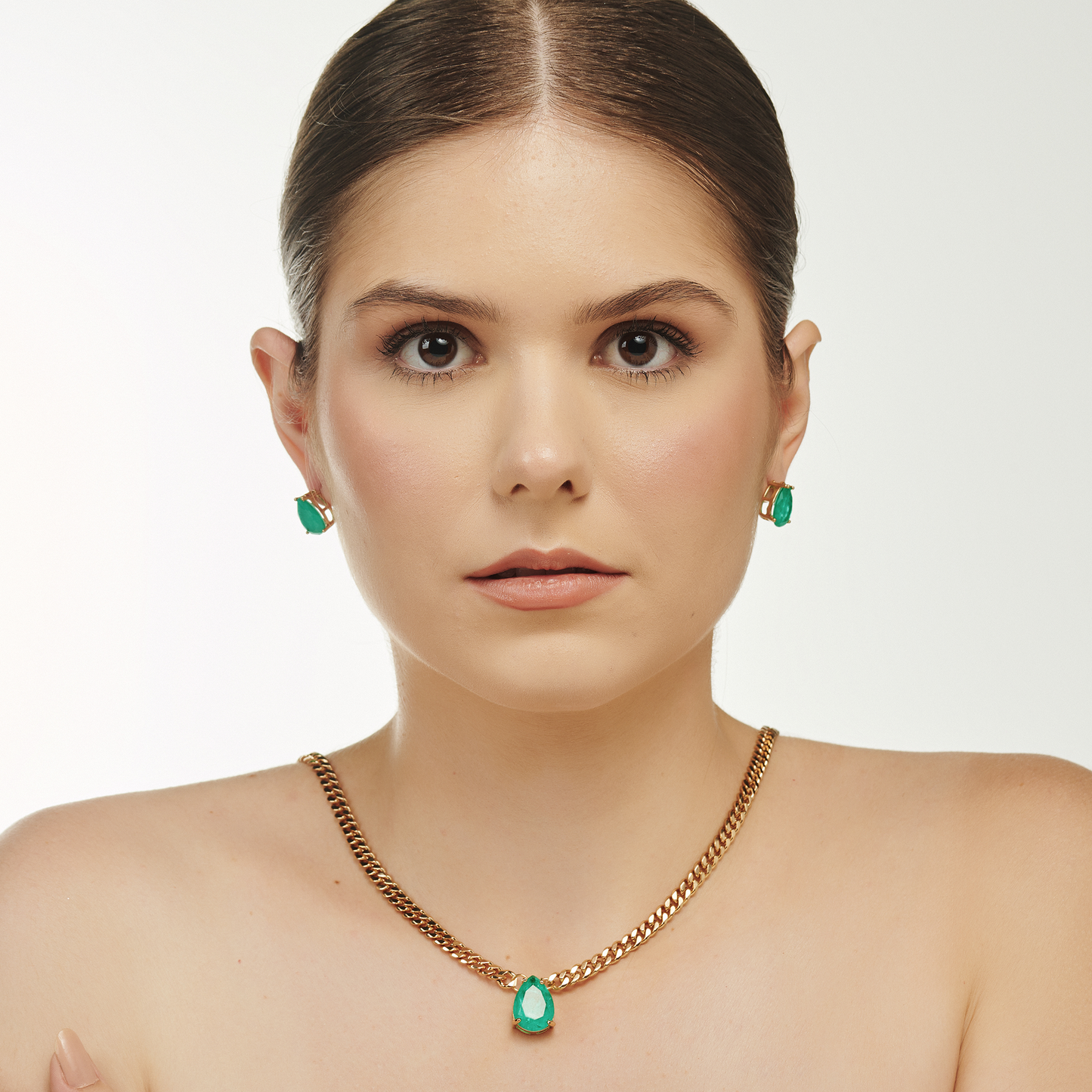 Conjunto Gota Dourada Verde