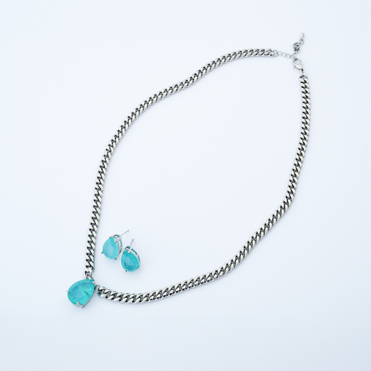 Conjunto Gota Prata Verde