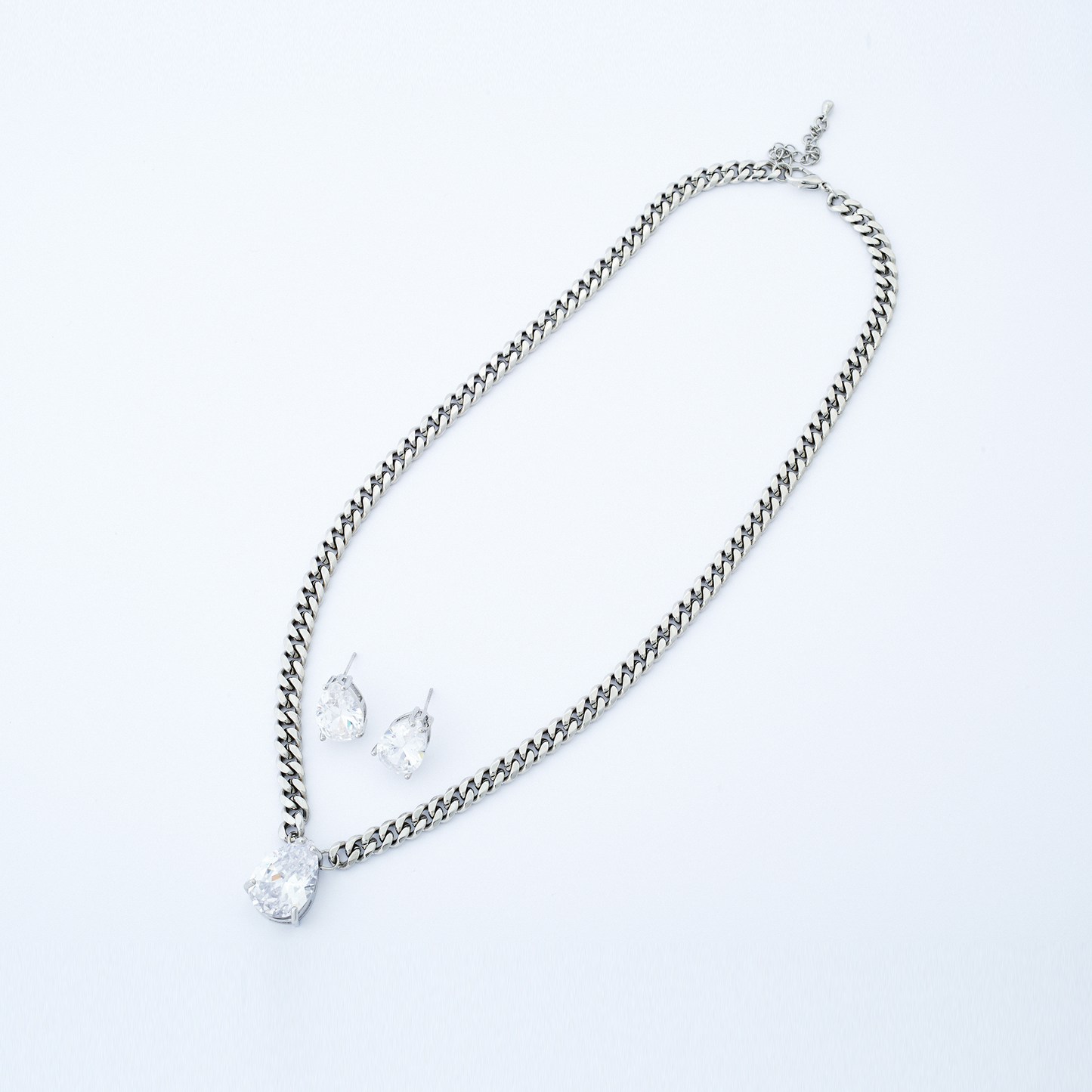 Conjunto Gota Prata Transparente