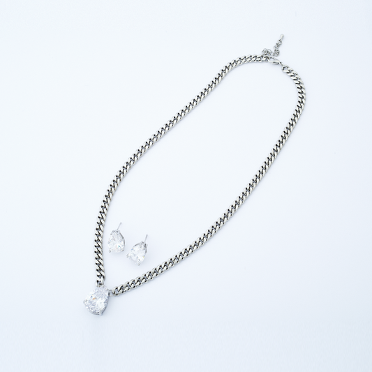 Conjunto Gota Prata Transparente