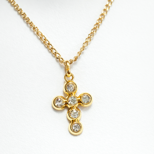Pingente Cruz Ouro com Strass