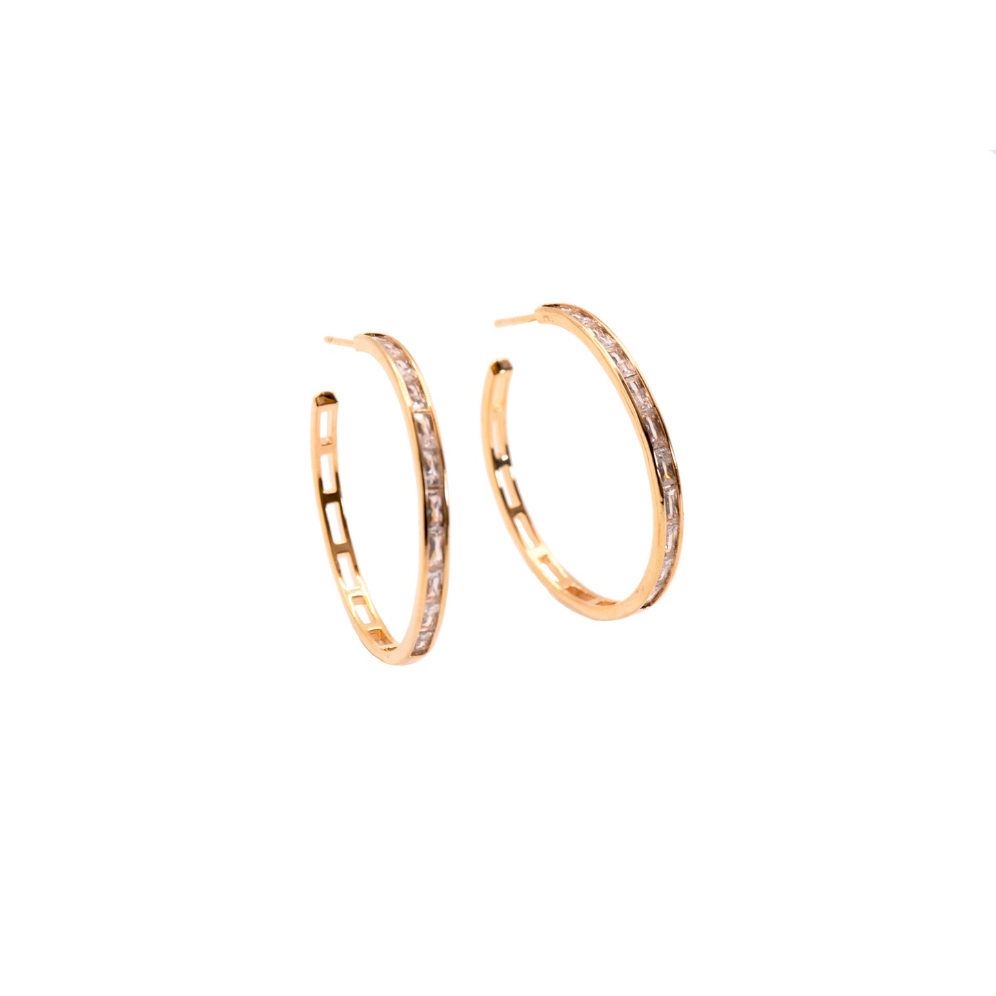 Brinco Trilho Dourado Transparente